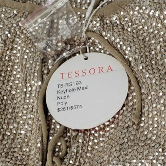 TESSORA Nude Sequin Keyhole Maxi Dress - Picture 11 of 16